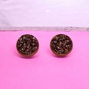 Black Nugget Stud Earrings